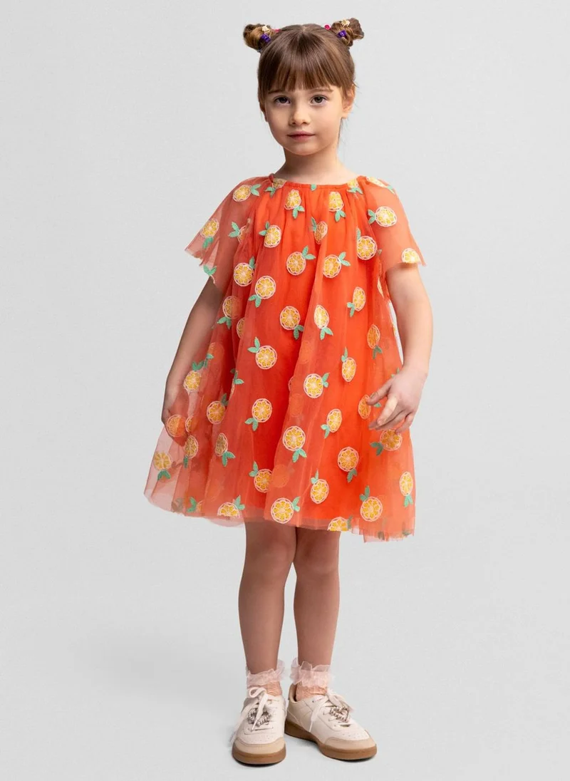 MINOTI Girls tulle party dress apricot 3 months to 7 years